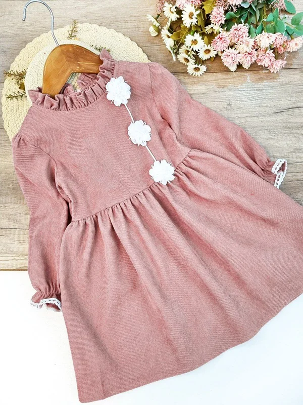 پیراهن دخترانه مخمل کبریتی مدل نهال