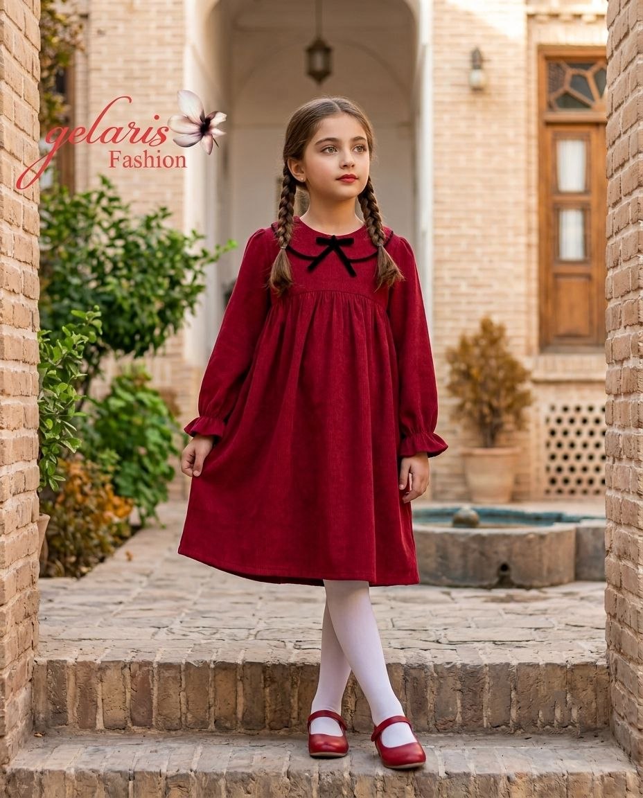 پیراهن مخمل کبریتی مدل گلاریس