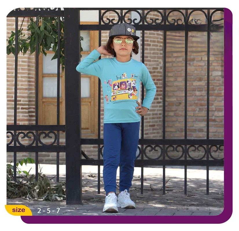 ست بلوز و شلوار راحتی پسرانه طرح کارتونی