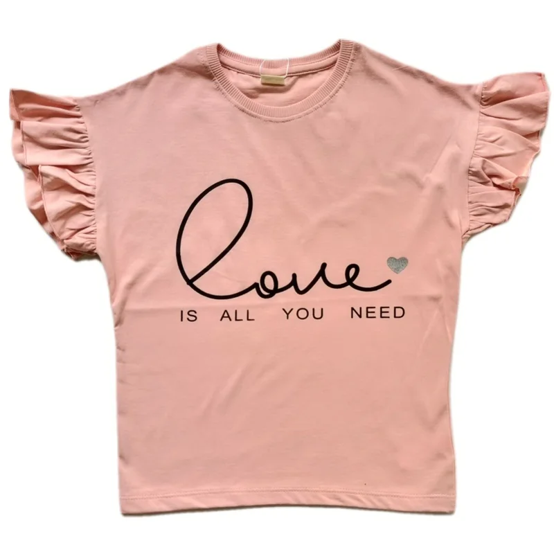 تیشرت آستین چین دار دخترانه مدل ماهرو