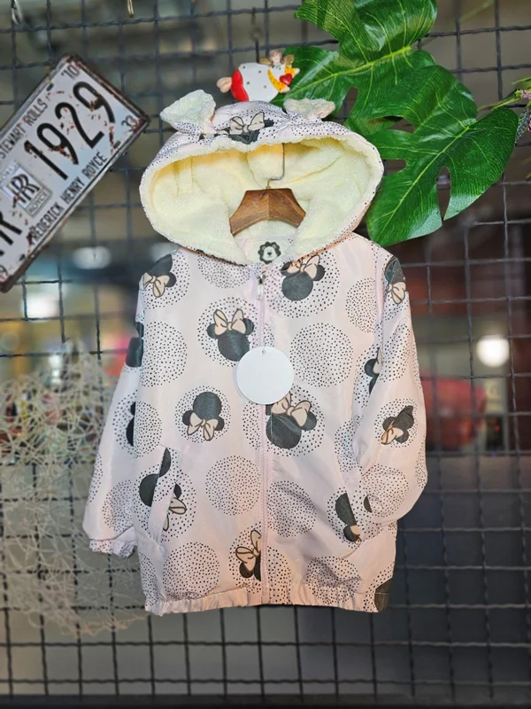 سویشرت تو خز دخترانه مدل مینی موس خال خالی